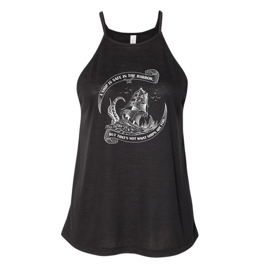 SAFE IN THE HARBOR- Flowy High Neck Tank