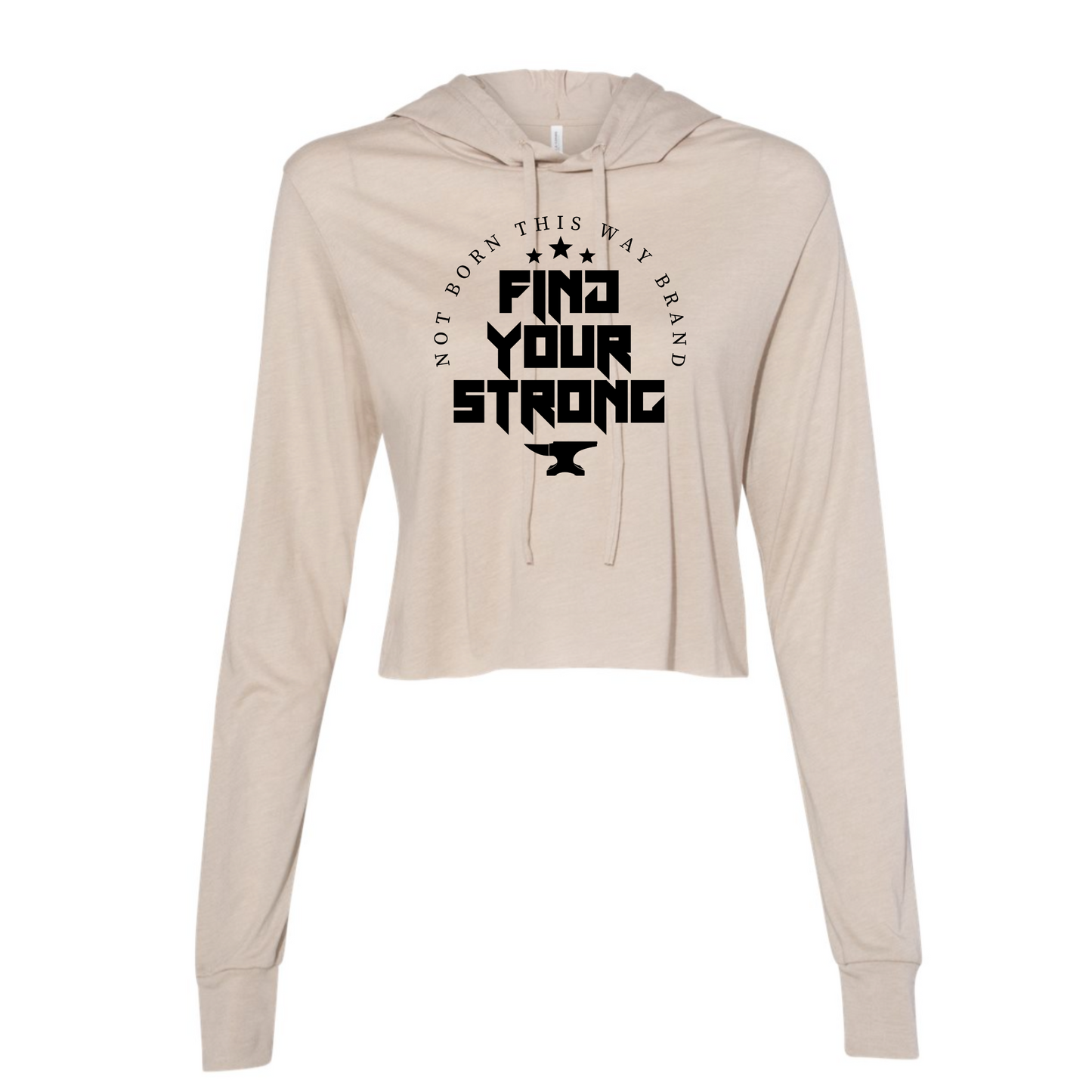 FIND YOUR STRONG- Cropped longsleeve lightweight pullover hoodie