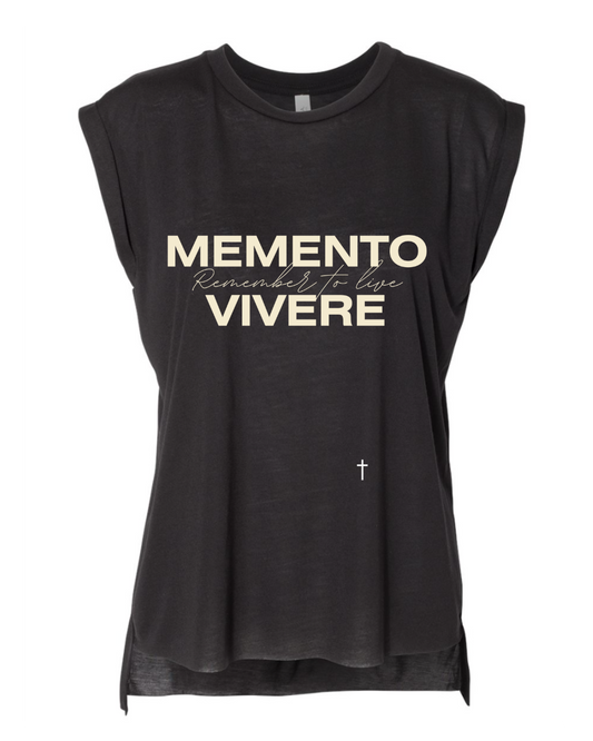REMEMBER TO LIVE - Ladies rolled cuffs tank