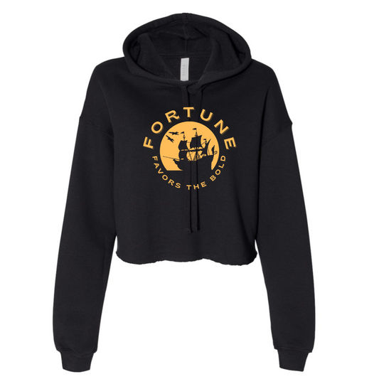 FORTUNE FAVORS THE BOLD- Cropped long sleeve hoodie