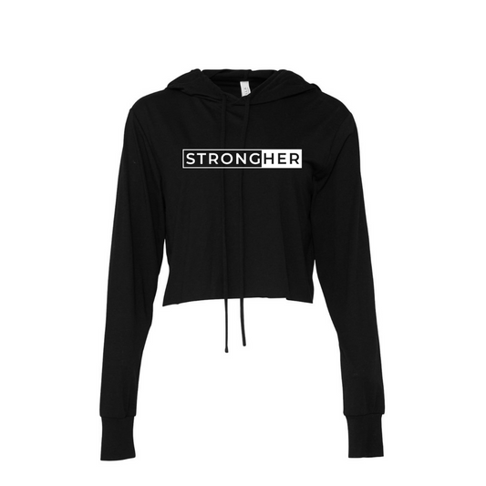 STRONG(HER) Crop Long Sleeve Lightweight Hoodie